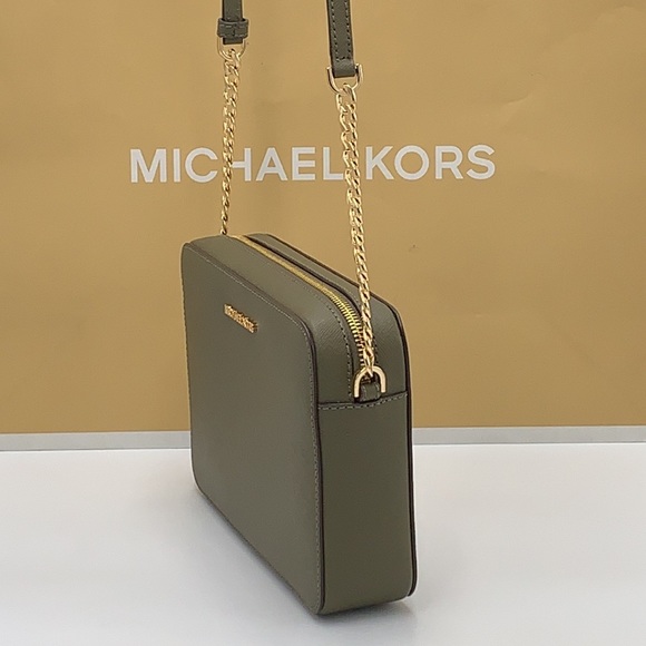 MICHAEL KORS OLIVE COLOR 
Jet Set Large Saffiano Leather Crossbody Bag - Picture 3 of 14